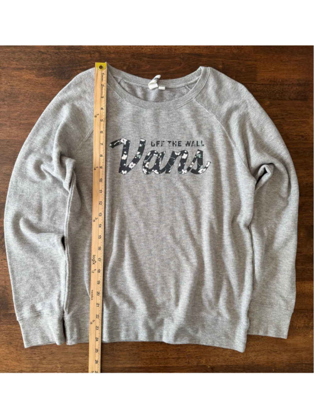 Women's Vans Floral Logo Sweatshirt Grey Size M - Picture 5 of 6